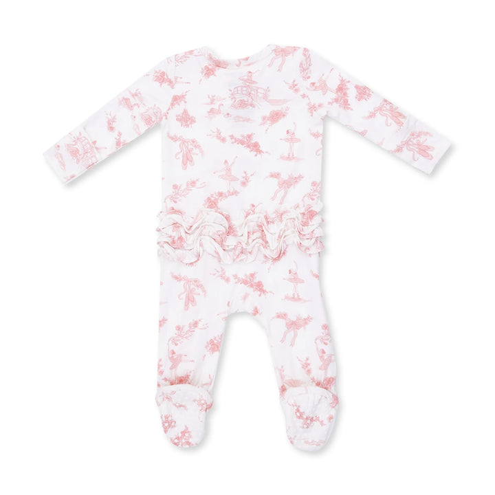 Ballet Toile 2 Way Ruffle Back Zipper Footie