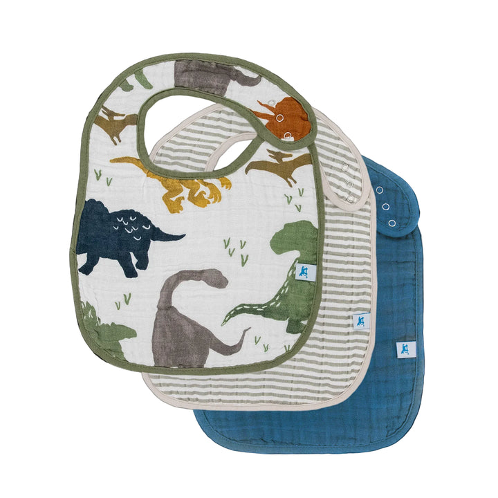 Cotton Muslin Bib 3 Pack - Dino Friends