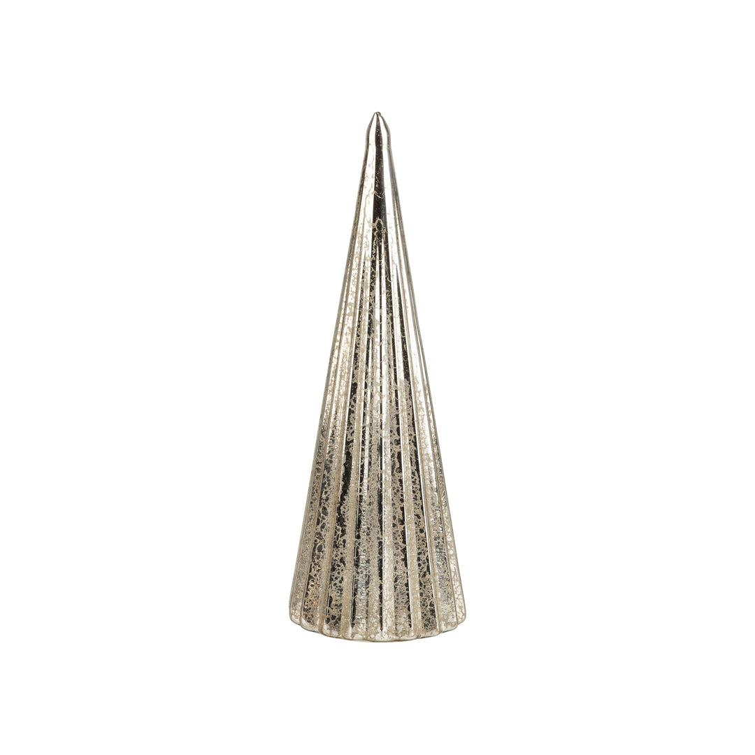 8" Glass Metallic Silver Tree