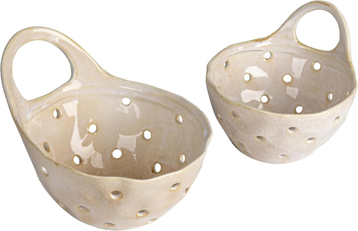Stoneware Colander w/Handle - 2 Sizes