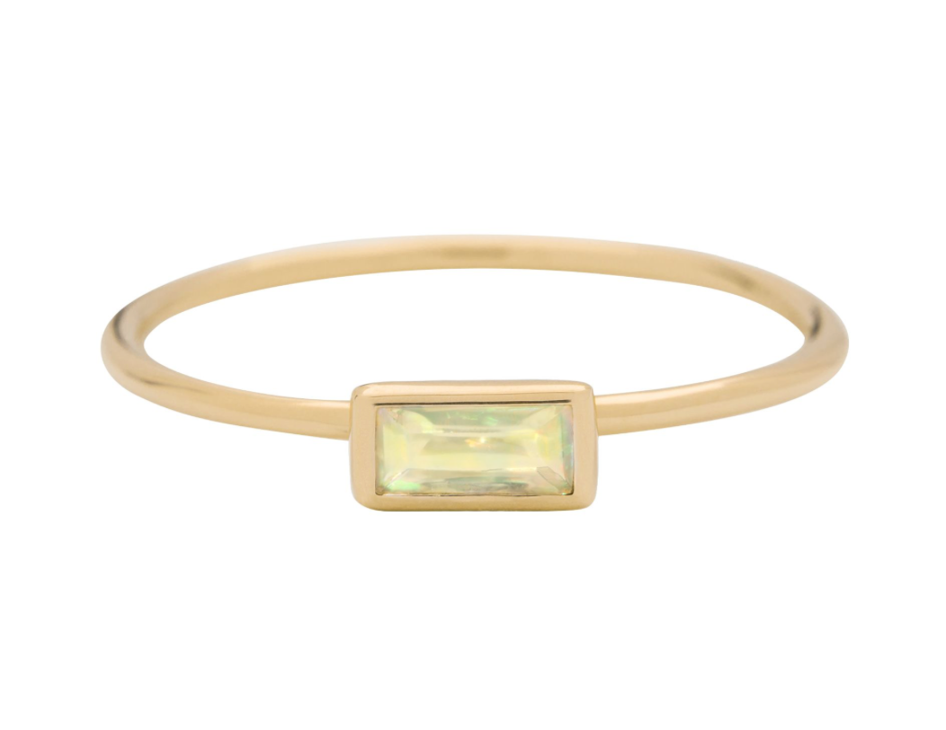 Metier 9ct Horizontal Baguette Stacking Ring Opal