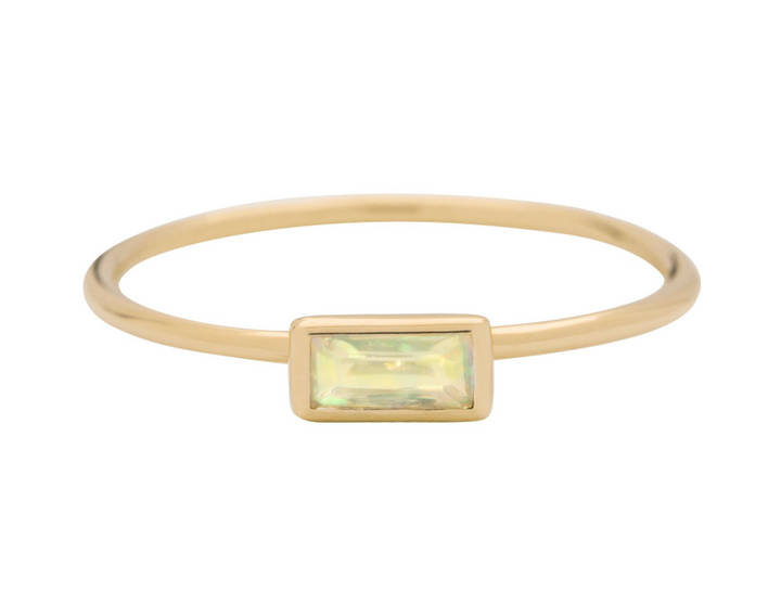 Metier 9ct Horizontal Baguette Stacking Ring Opal