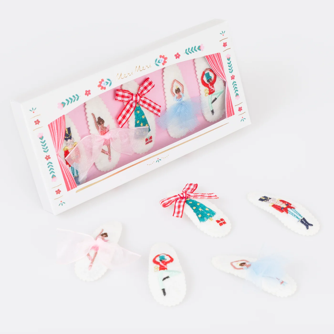 Embroidered Nutcracker Hair Clips / Set of 5