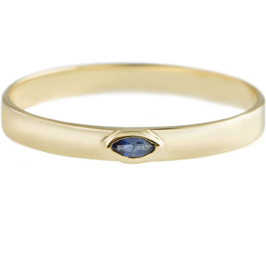 Metier 9ct Flat Marquise Stacking Ring Blue Sapphire