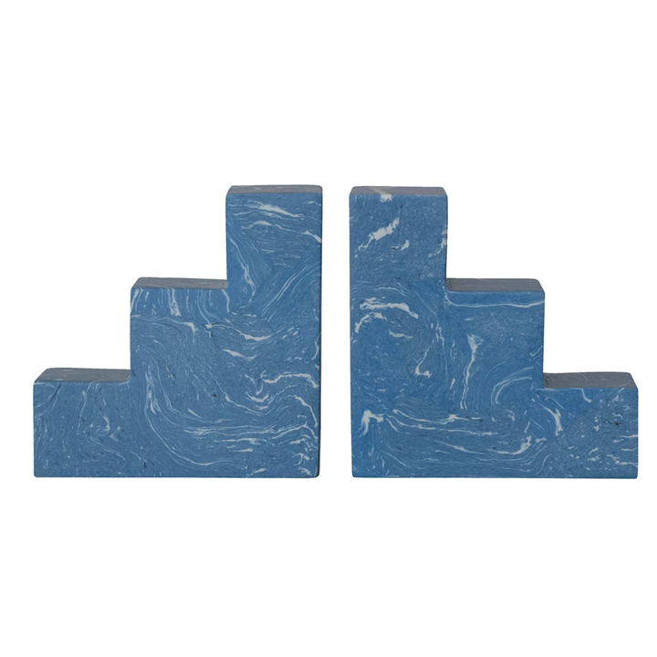 Recycled Stone &amp; Resin Bookends Pair