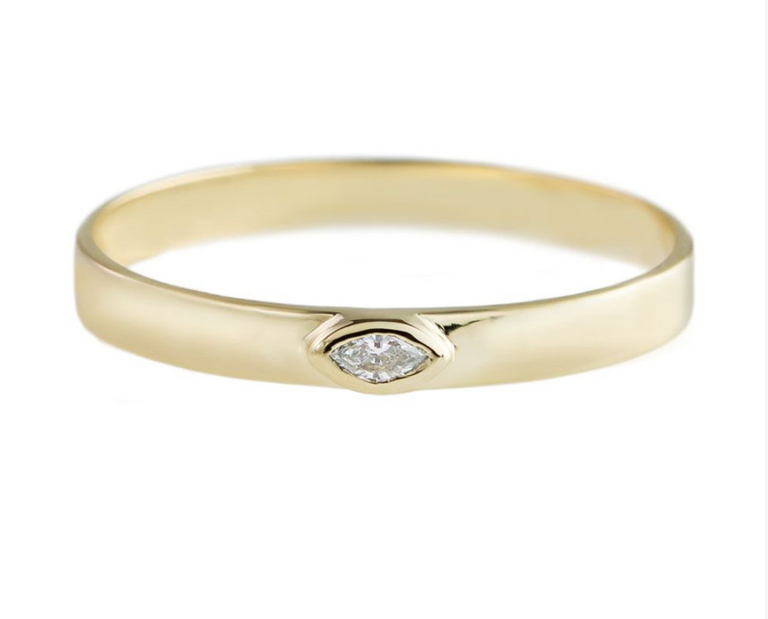 Metier 9ct Flat Marquise Stacking Ring White Diamond