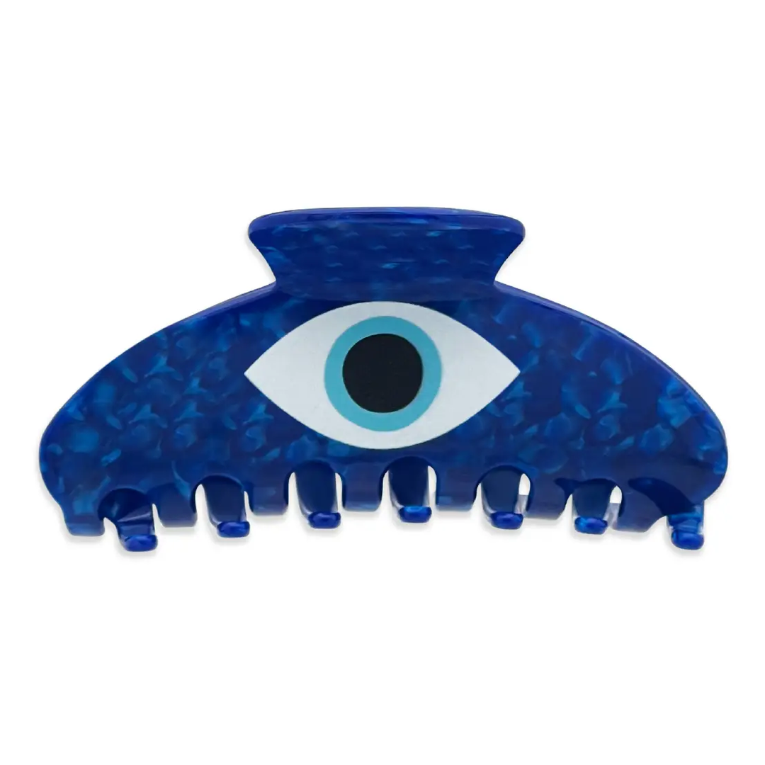 Large Blue Marble Evil Eye Hair Clip