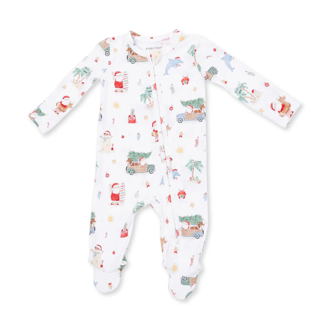 2 Way Zipper Footie - Beach Christmas