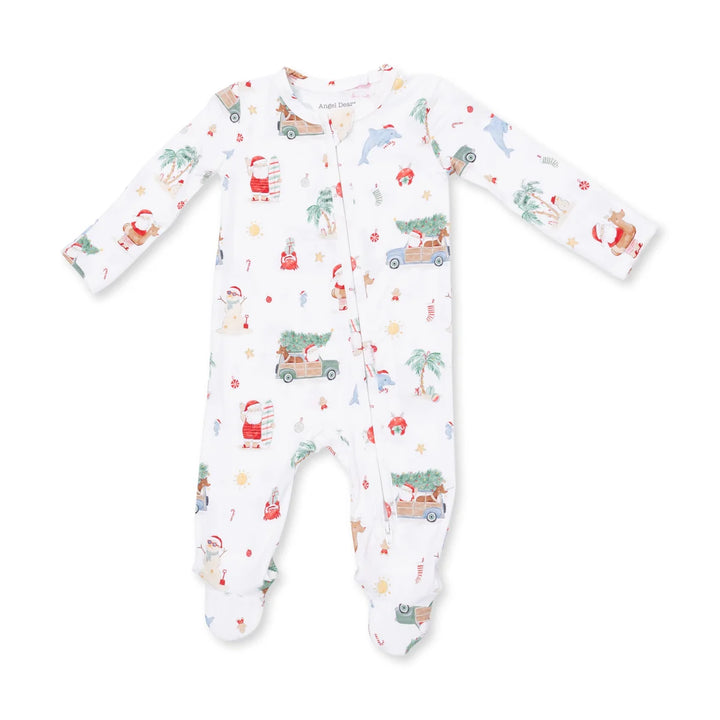 2 Way Zipper Footie - Beach Christmas
