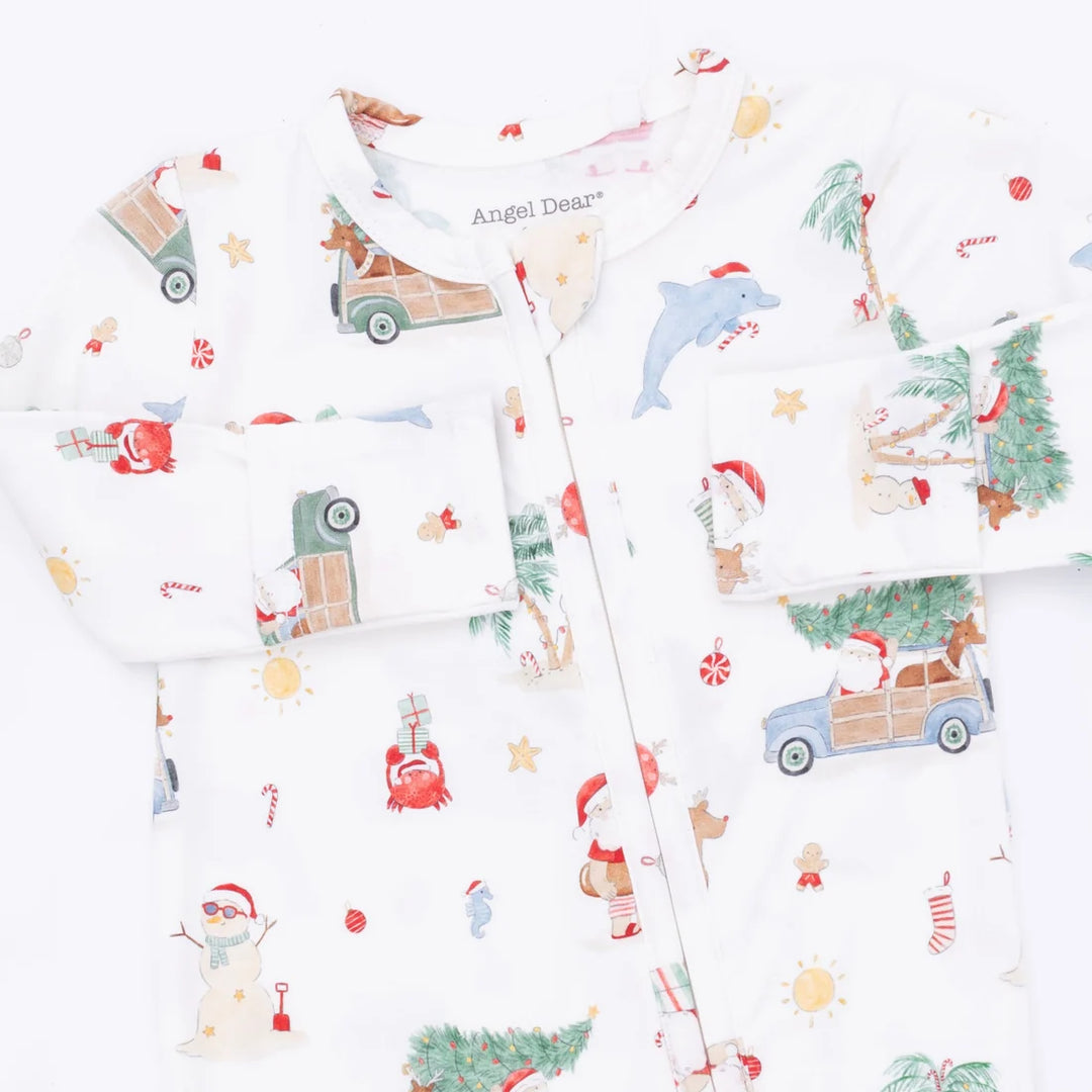 2 Way Zipper Footie - Beach Christmas