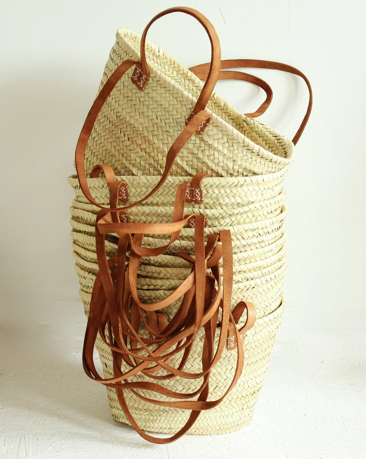 French Basket Tote Bag with Double Handles