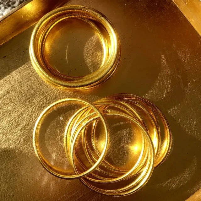 Buddhist Temple Mantra Bangle - Gold