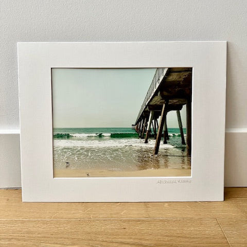 Hermosa Beach Pier Sandpipers 5" x 7" Matted Print