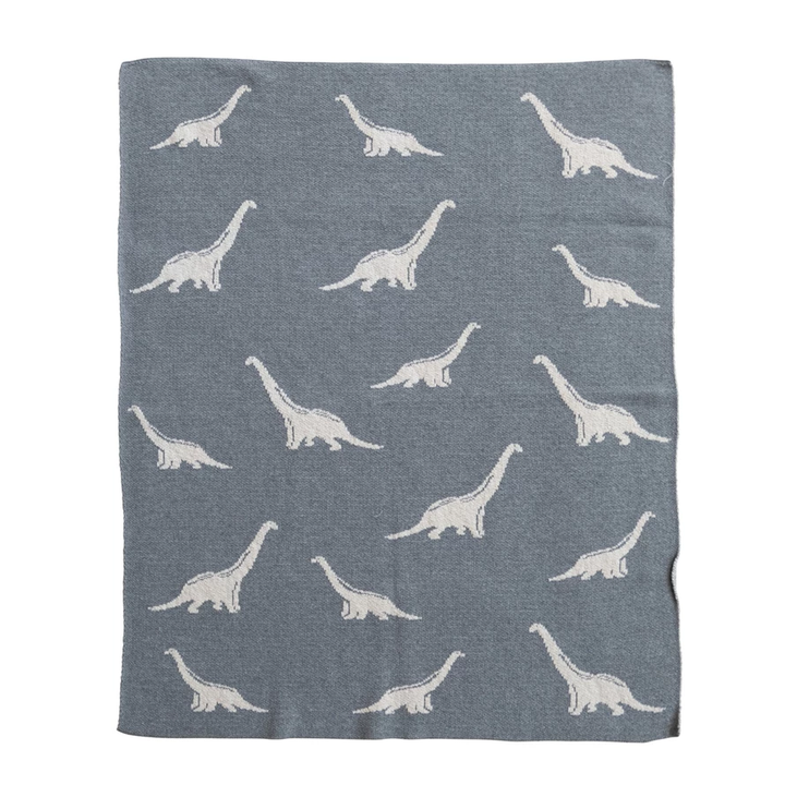 Cotton Knit Dinosaur Baby Blanket