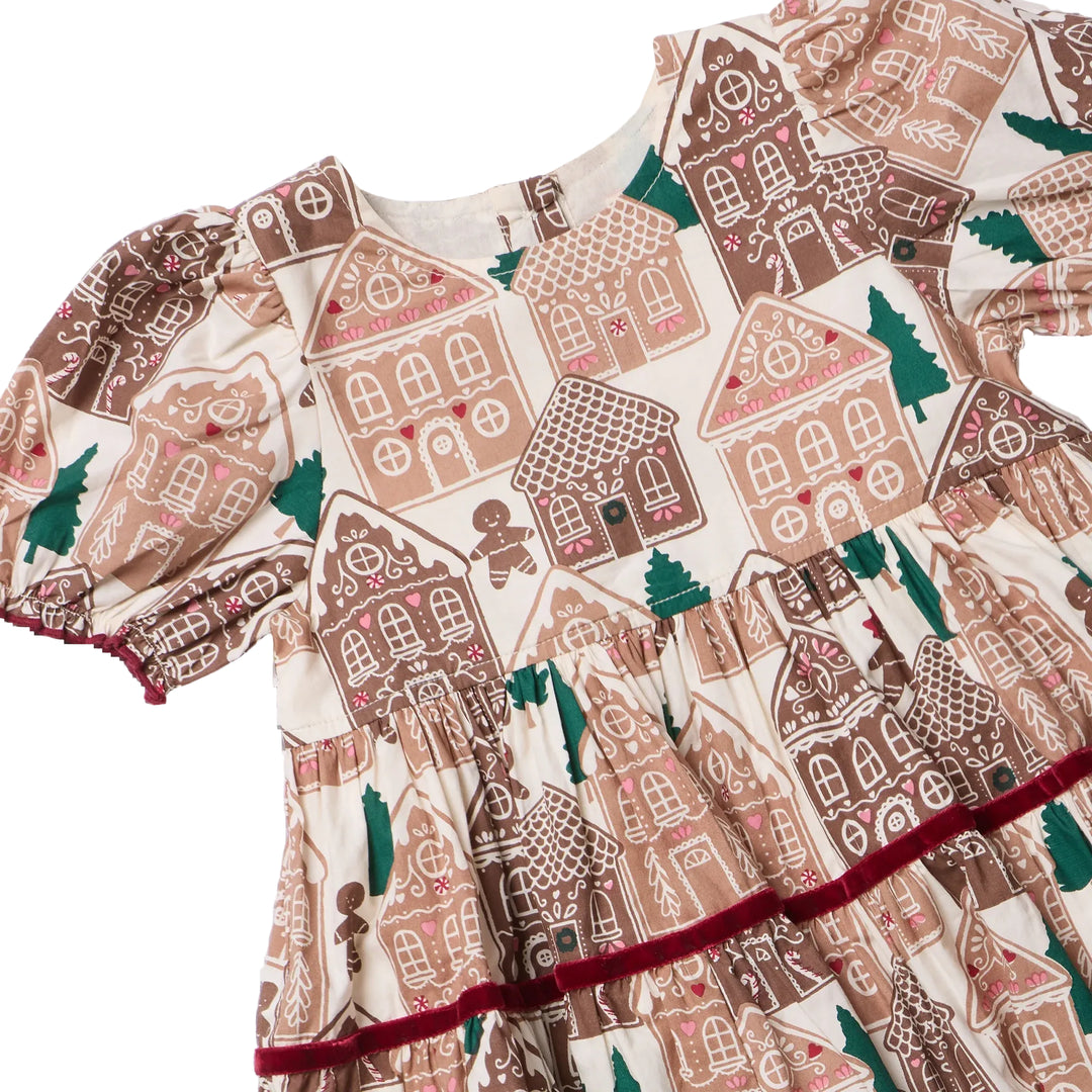 Eliza Dress - Gingerbread Houses 2Y