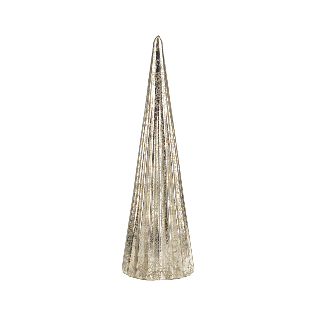 11" Glass Metallic Silver Tree