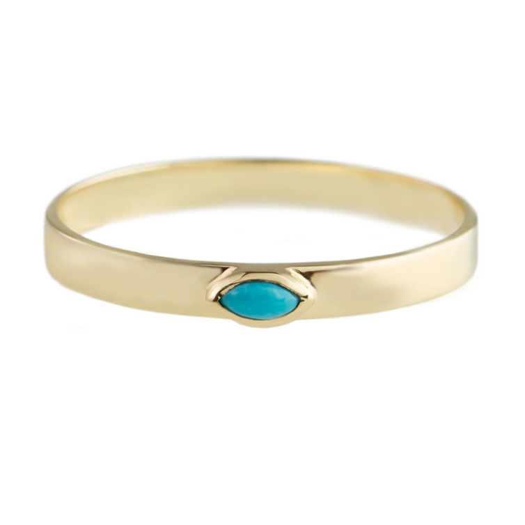 Metier 9ct Flat Marquise Stacking Ring Turquoise