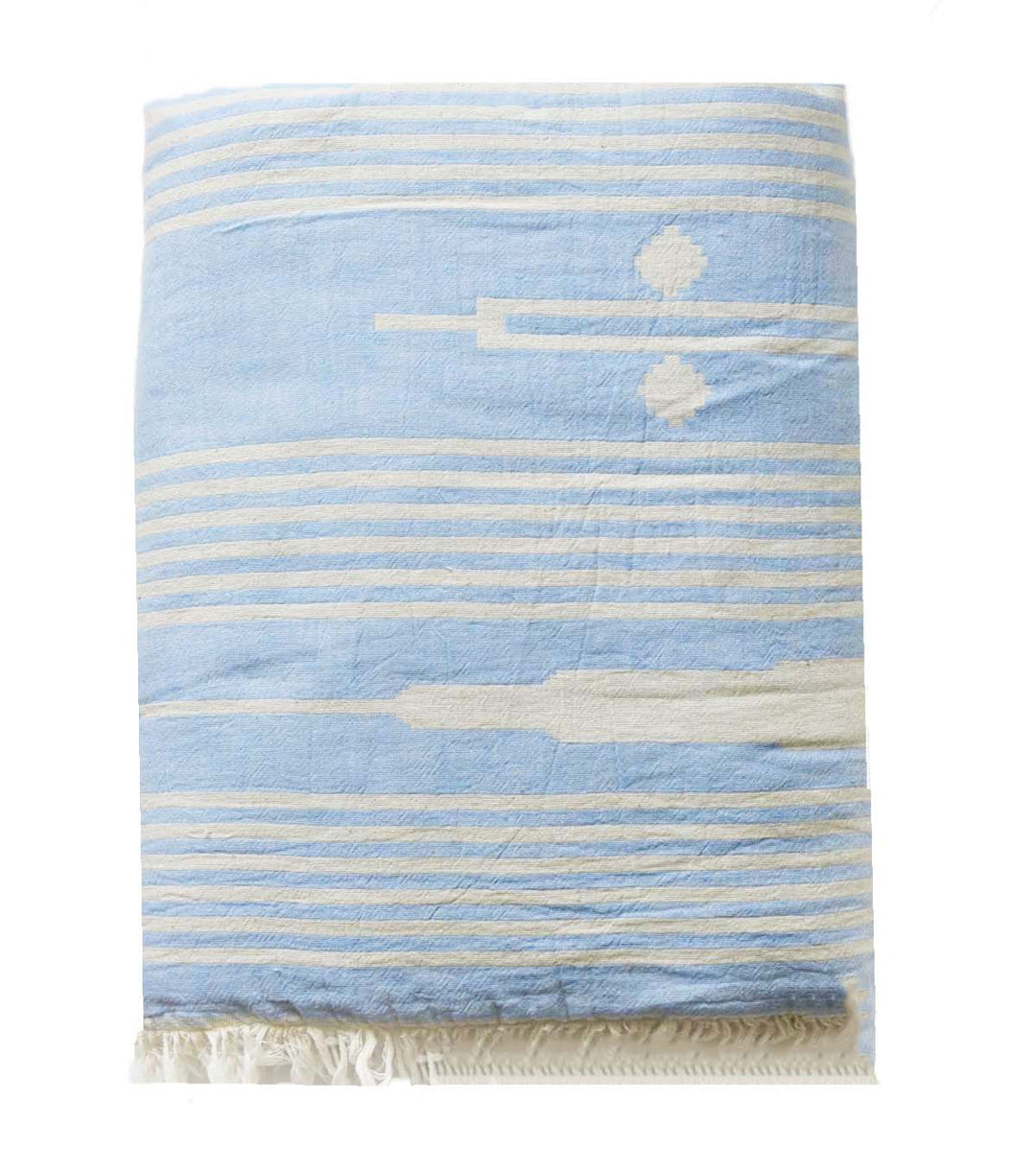 Arrow Fleece Lined Throw - Light Blue