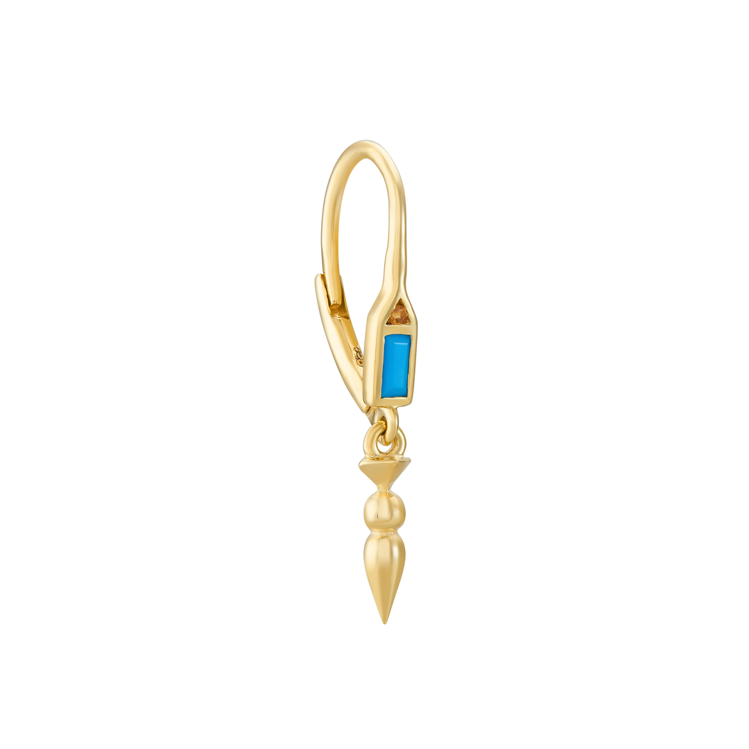 Metier 9ct Mini AZ Honey Hook Earring - Turquoise &amp; Citrine (Single)