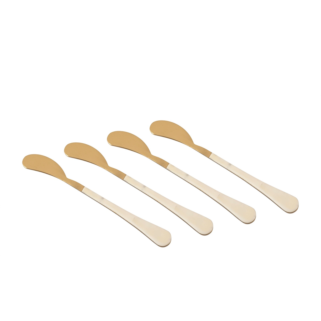 Gold &amp; White Cocktail Spreaders Set / 4