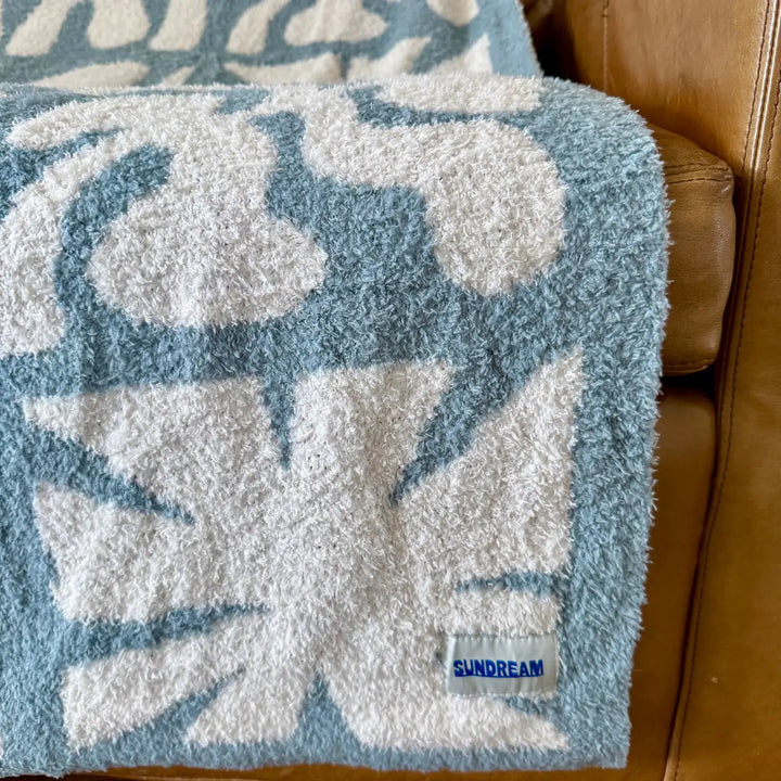 Lanai Plush Throw - Slate Blue