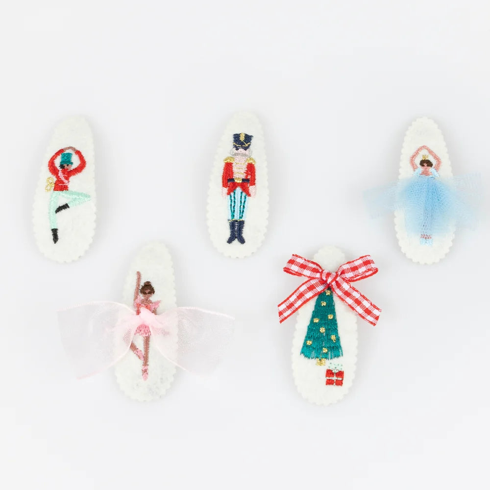 Embroidered Nutcracker Hair Clips / Set of 5