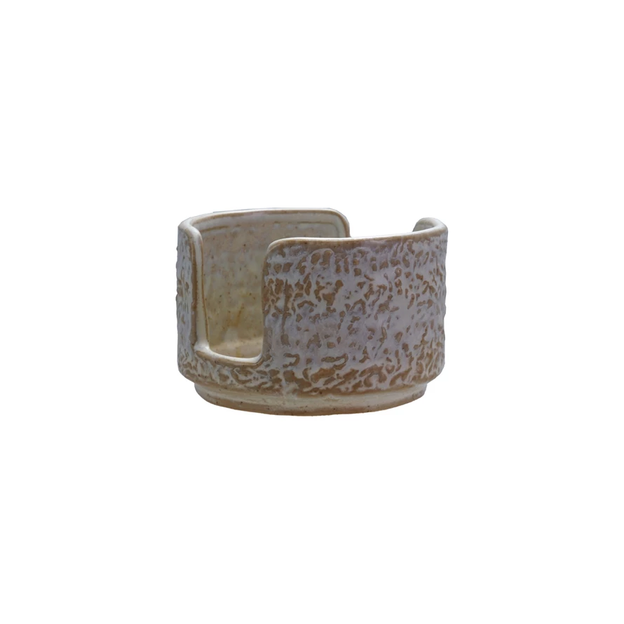 White Stoneware Sponge Holder Reactive Glaze