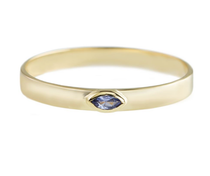 Metier 9ct Flat Marquise Stacking Ring Tanzanite