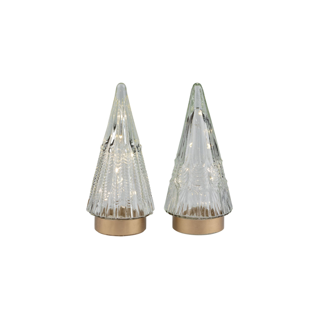 7.25" Glass Christmas Tree w/Gold Base