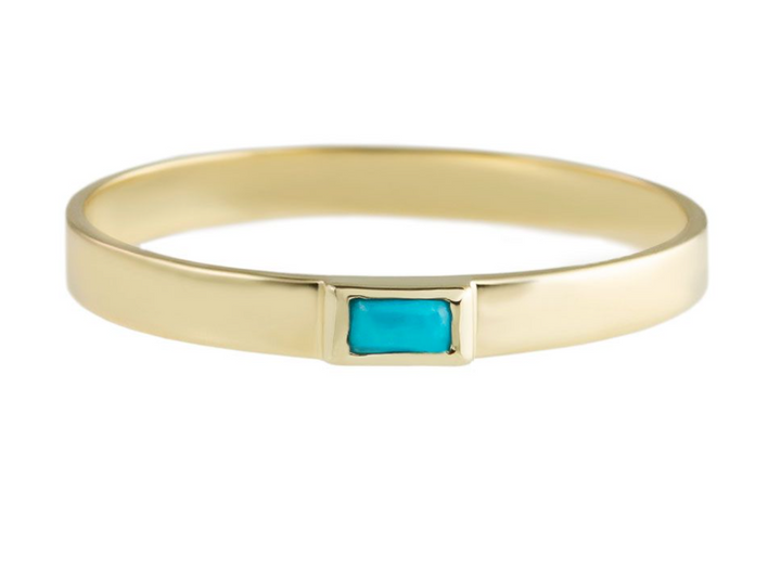 Metier 9ct Flat Baguette Stacking Ring Turquoise