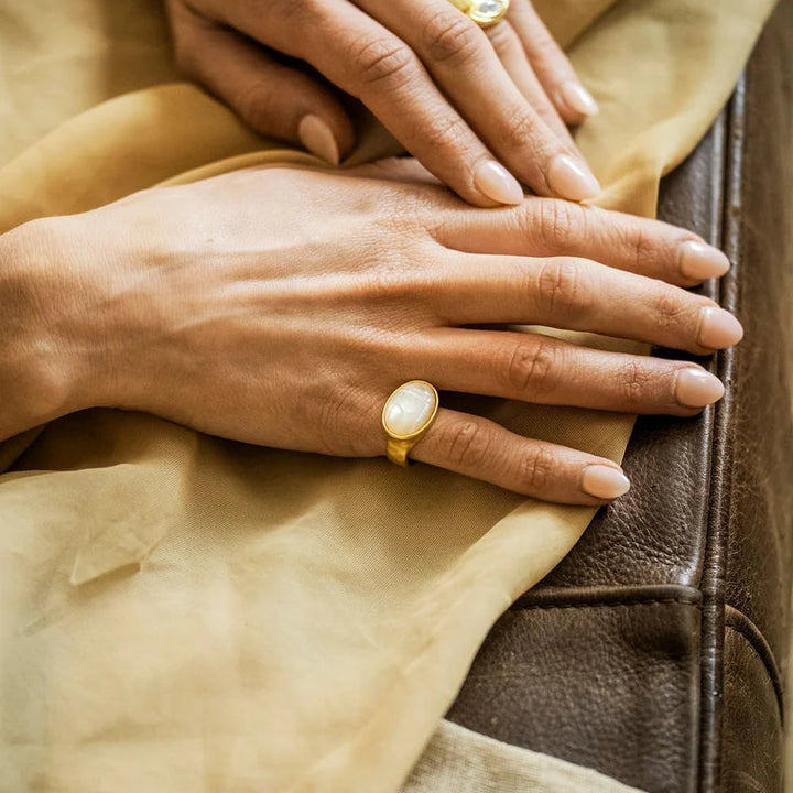 Mother of Pearl Scarab Ring