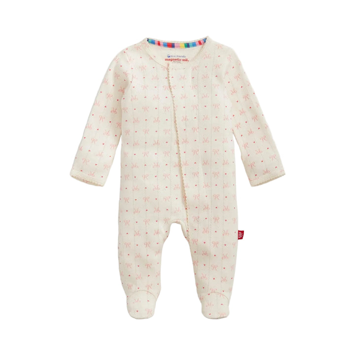 Heart &amp; Bow Pointelle Magnetic Footie