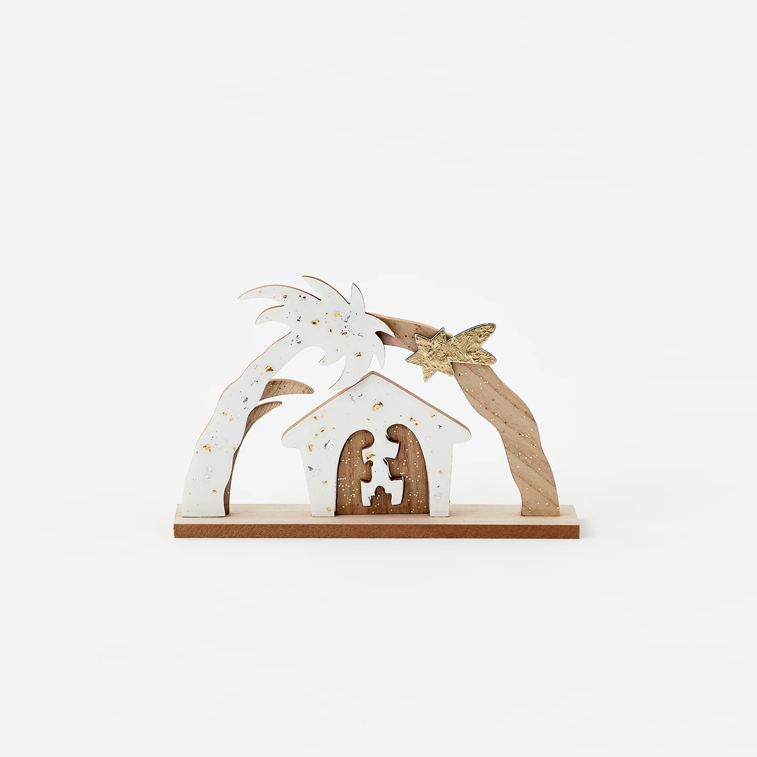 Speckled White Nativity Scene