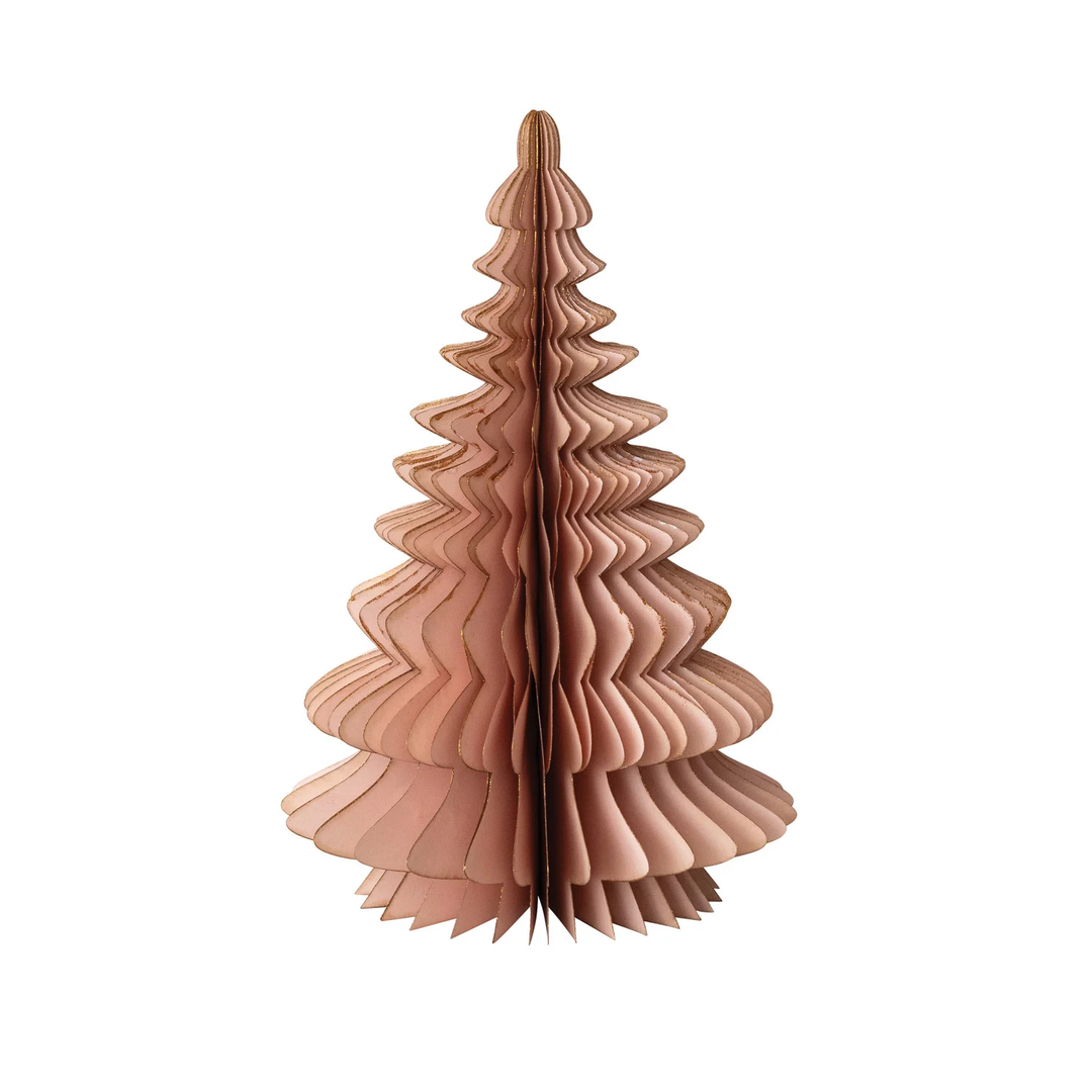 12"h Blush Paper Folding Honeycomb Tree w/Gold Glitter Edges
