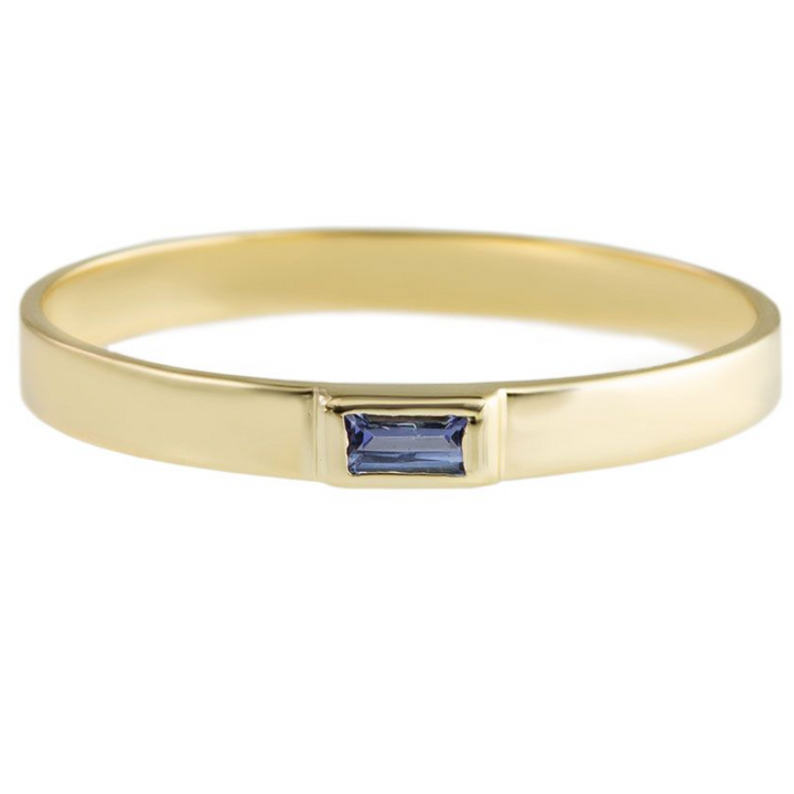 Metier 9ct Flat Baguette Stacking Ring Tanzanite