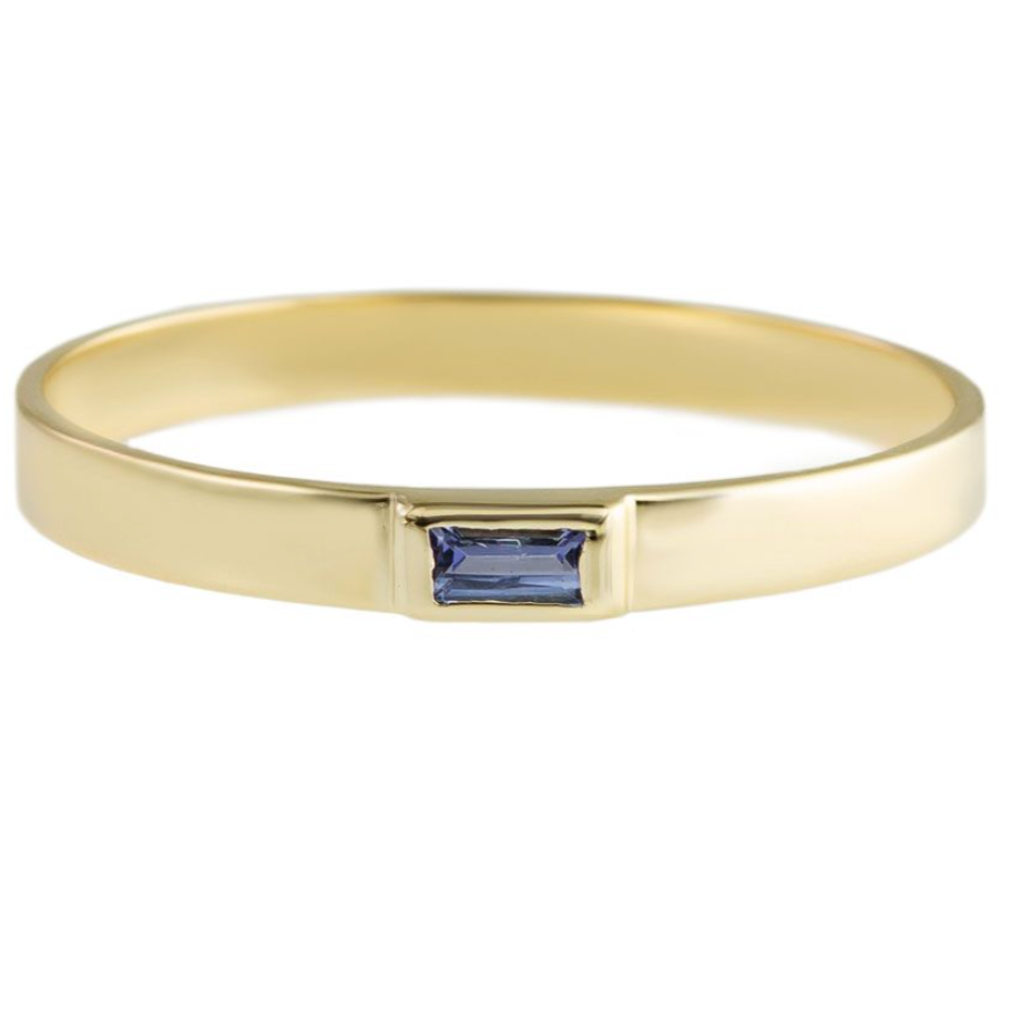 Metier 9ct Flat Baguette Stacking Ring Tanzanite