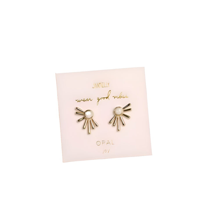 Jax Kelly Sun Ray White Opal Earrings