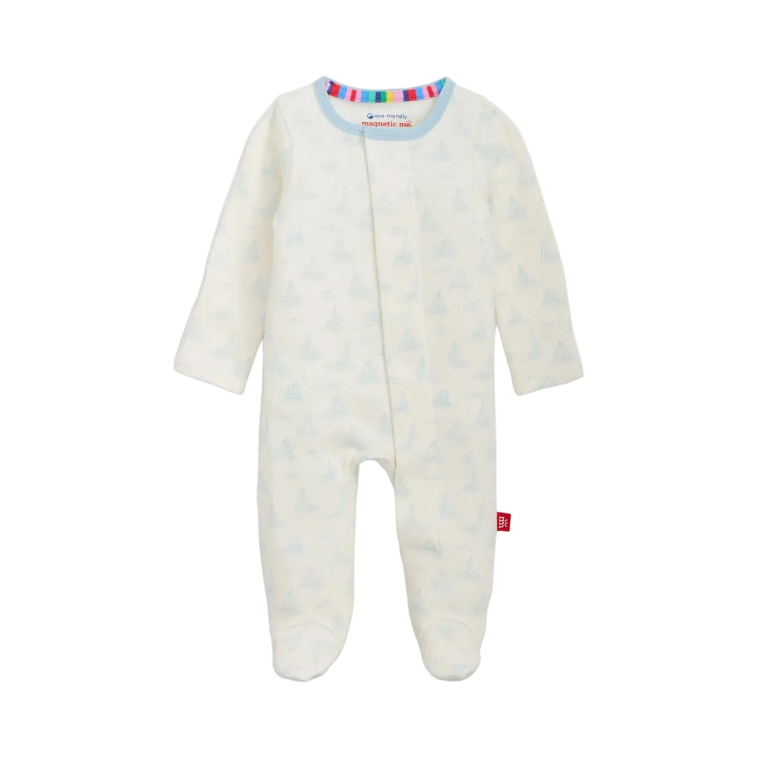 Tiny Tides Blue Organic Cotton Magnetic Footie