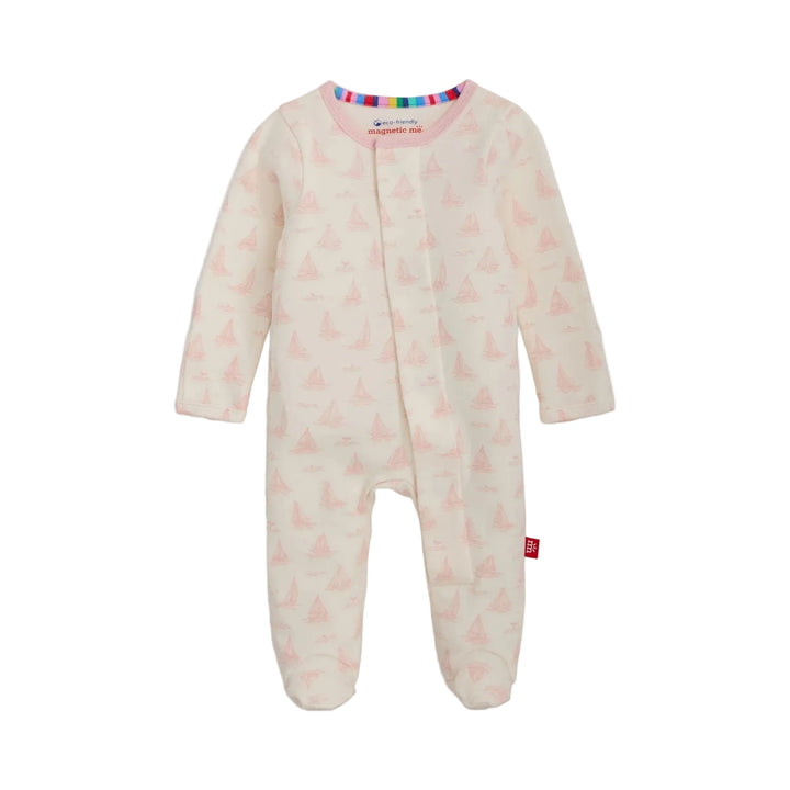 Tiny Tides Pink Organic Cotton Magnetic Footie