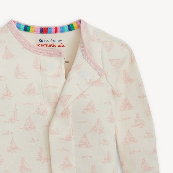 Tiny Tides Pink Organic Cotton Magnetic Footie