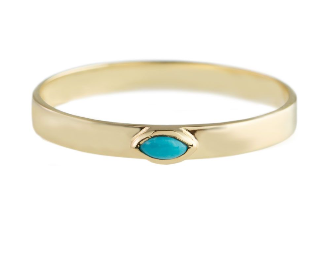 Metier 9ct Flat Marquise Stacking Ring Turquoise