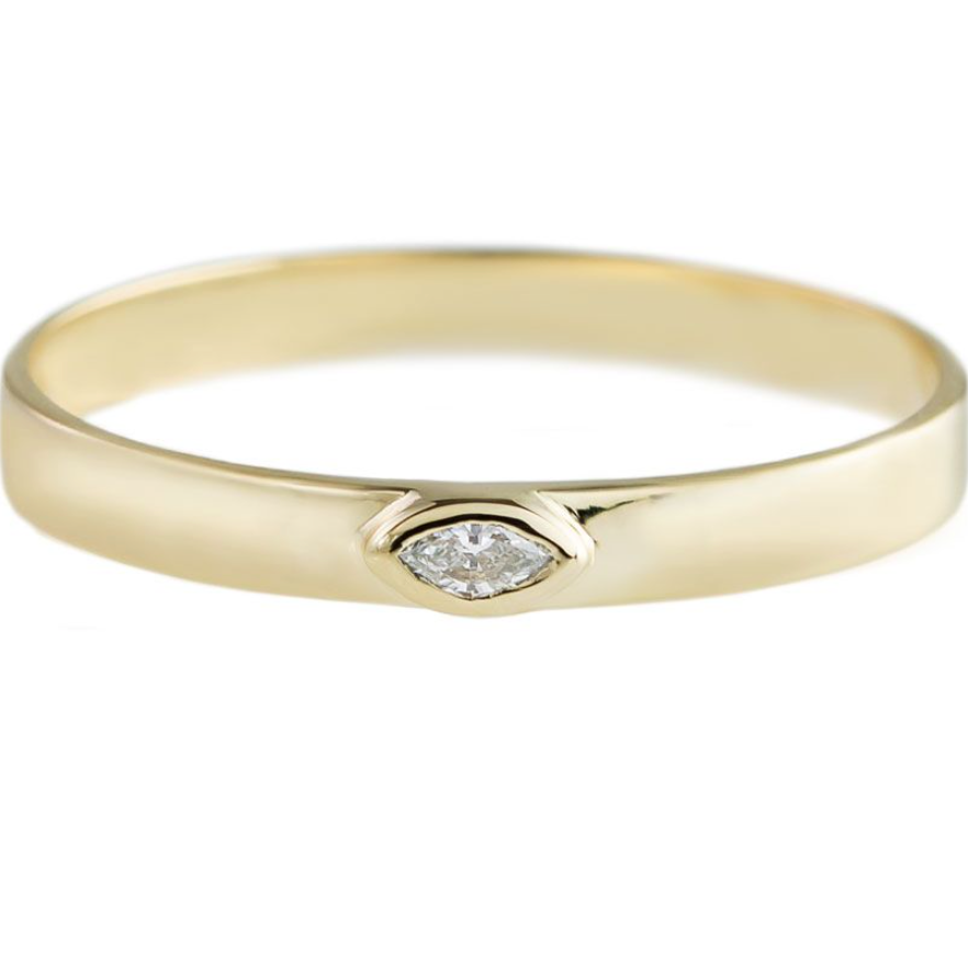 Metier 9ct Flat Marquise Stacking Ring White Diamond