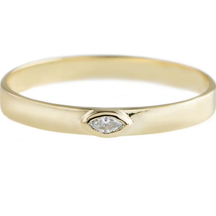 Metier 9ct Flat Marquise Stacking Ring White Diamond