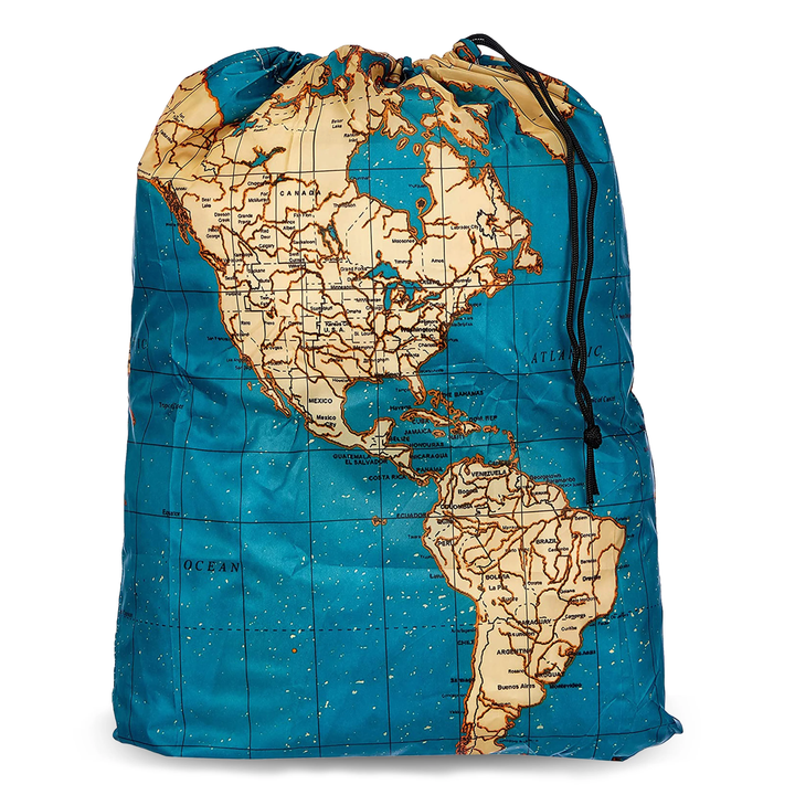 World Map Travel Size Laundry Bag