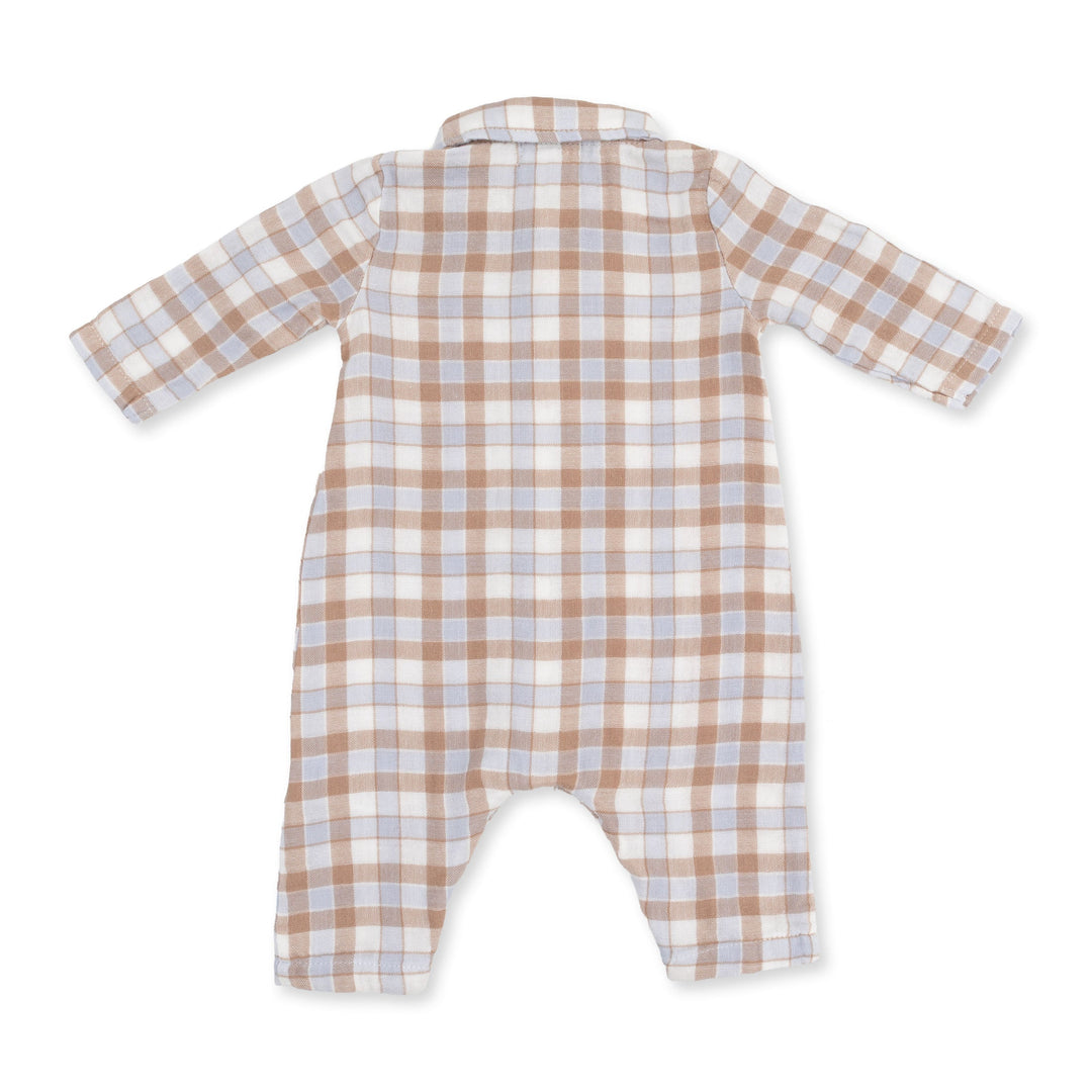 Western Plaid L/S Polo Romper