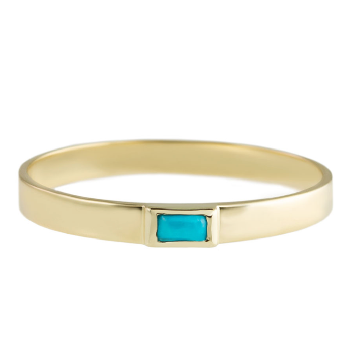 Metier 9ct Flat Baguette Stacking Ring Turquoise