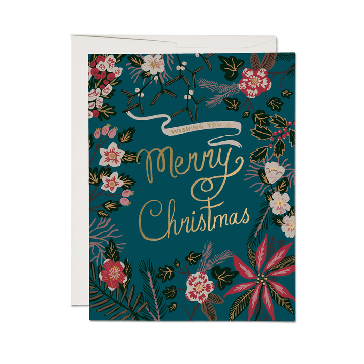 Blue Poinsettia Holiday Cards / Boxed Set of 8