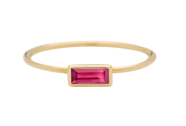 Metier 9ct Horizontal Baguette Stacking Ring Ruby