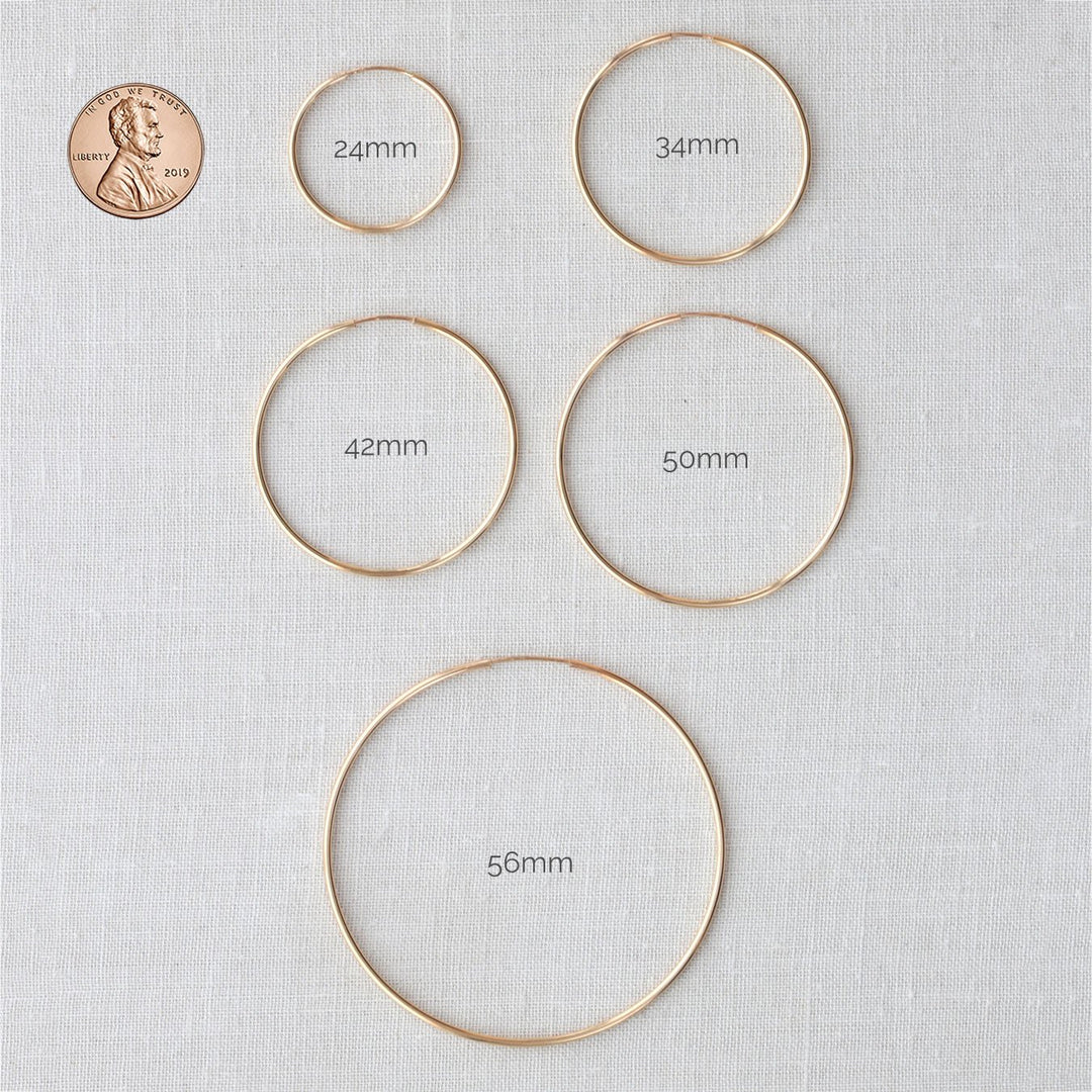 Kris Nations Featherweight Gold Filled Hoops - 34mm