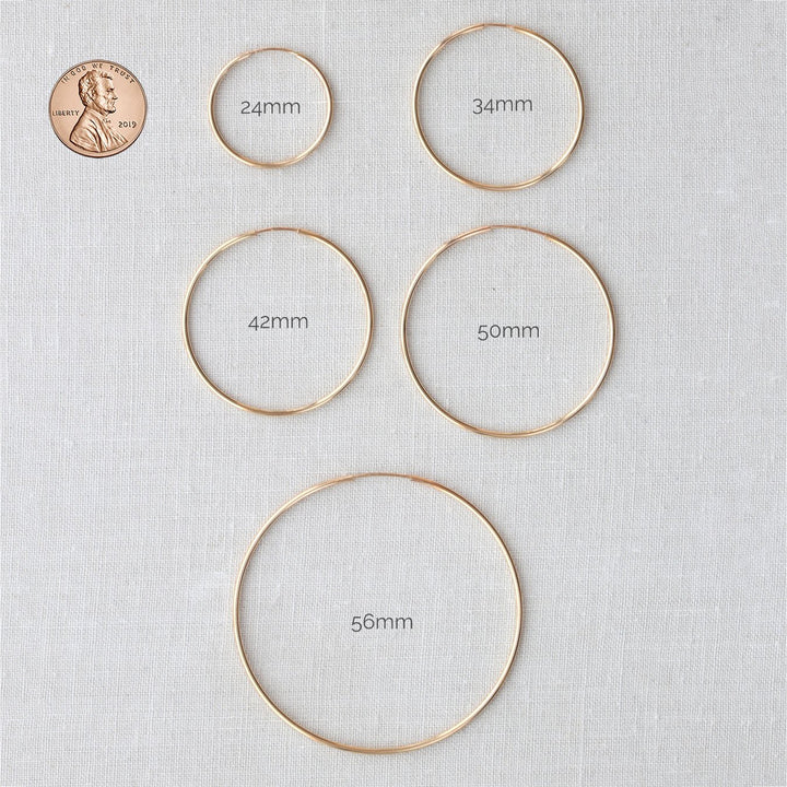 Kris Nations Featherweight Gold Filled Hoops - 34mm